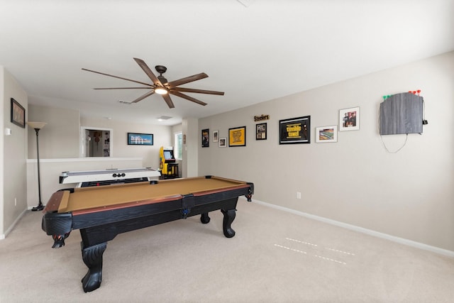 23707 Pennington Hills Dr, Spring, TX 77389 - game room with carpet flooring, billiards, and ceiling fan