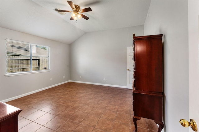 2410 Prides Crossing Rd, Houston, TX 77067 - tiled spare room featuring ceiling fan and vaulted ceiling