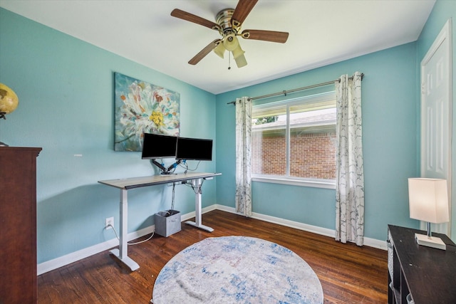 4606 Nina Lee Ln, Houston, TX 77092 - office area with wood finished floors and a ceiling fan
