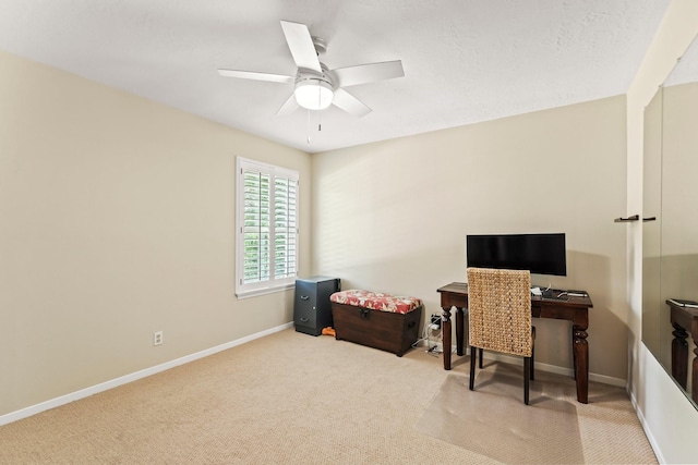 115 Heather Ln, Conroe, TX 77385 - office area with carpet floors and a ceiling fan