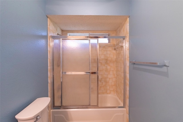 15823 Stagecoach Rd, Stagecoach, TX 77355 - full bathroom featuring combined bath / shower with glass door and a textured wall