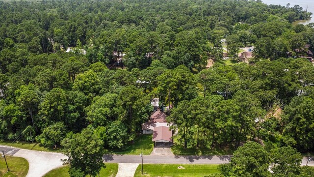 31 N Lakeview Dr, Point Blank, TX 77364 - aerial view of property's location with a heavily wooded area
