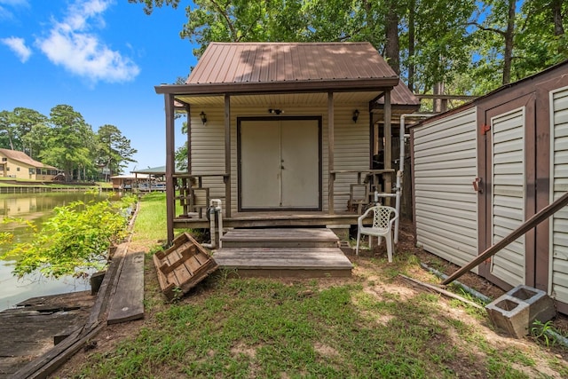 31 N Lakeview Dr, Point Blank, TX 77364 - view of shed featuring a water view