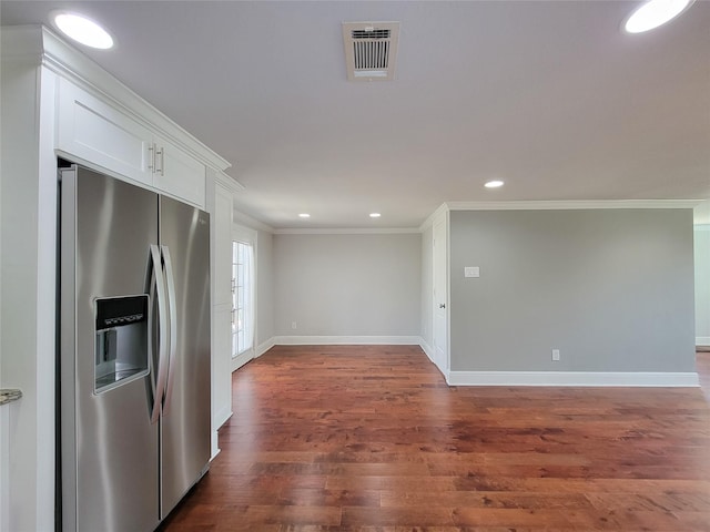 2608 Arlington St, Houston, TX 77008 - unfurnished room featuring ornamental molding, recessed lighting, and dark wood-style flooring