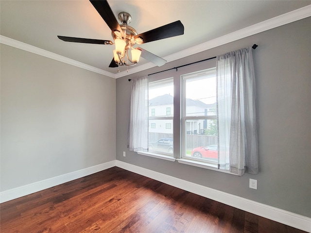 2608 Arlington St, Houston, TX 77008 - unfurnished room featuring crown molding, dark wood-style flooring, and ceiling fan