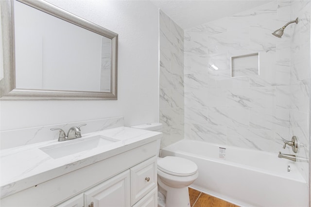 7535 Roaring Springs Dr, Houston, TX 77064 - bathroom featuring vanity, bathing tub / shower combination, and wood finished floors