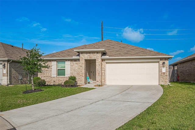 4315 Isoletta Ct, Katy, TX 77449 - view of front of house with brick siding, driveway, an attached garage, and a front lawn