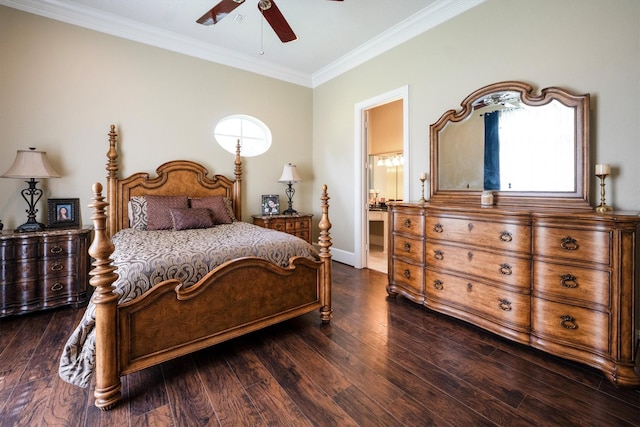 3610 Pembrooke Dr, Richmond, TX 77406 - bedroom with dark wood-style flooring, crown molding, and ceiling fan