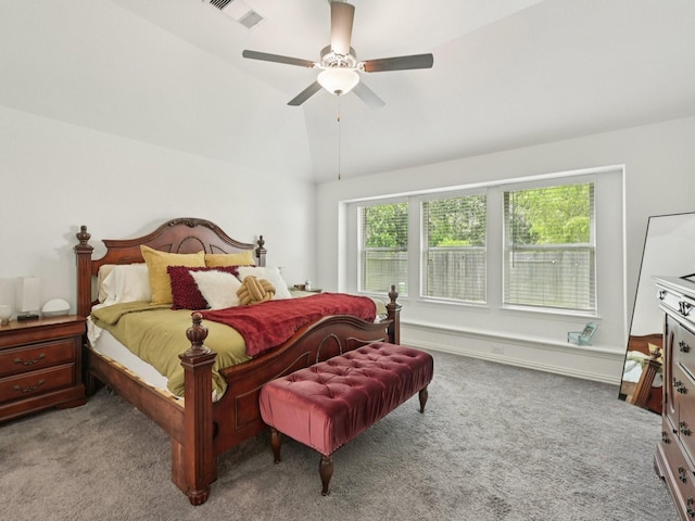 16129 Dockside St, Crosby, TX 77532 - carpeted bedroom with vaulted ceiling and a ceiling fan