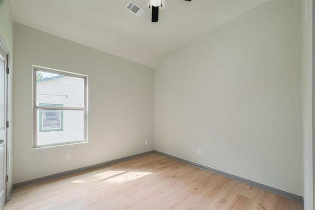 1909 Oregon St, Baytown, TX 77520 - empty room featuring light wood-type flooring, ceiling fan, and lofted ceiling