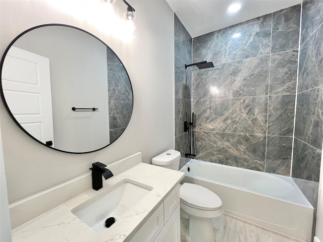 11841 12th St, Santa Fe, TX 77510 - full bath featuring vanity, washtub / shower combination, and recessed lighting