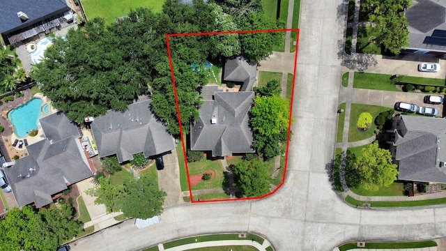 1503 Pine Ridge Ln, Pearland, TX 77581 - aerial perspective of suburban area with a pool