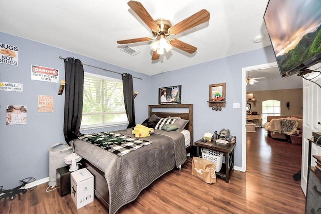 1503 Pine Ridge Ln, Pearland, TX 77581 - bedroom featuring wood finished floors and ceiling fan