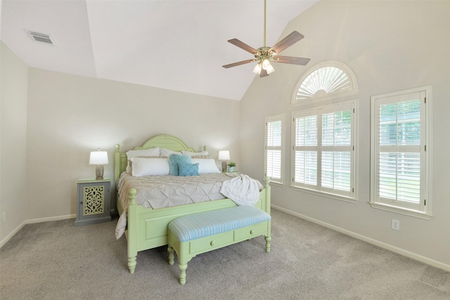 12911 Bristol Berry Dr, Cypress, TX 77429 - carpeted bedroom featuring ceiling fan and high vaulted ceiling