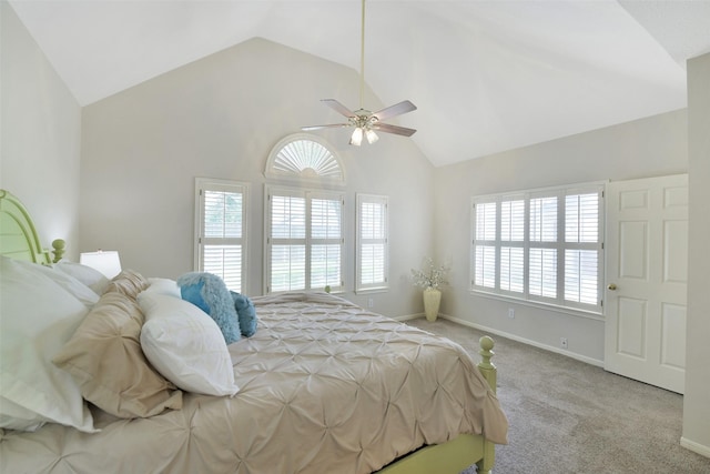 12911 Bristol Berry Dr, Cypress, TX 77429 - bedroom with lofted ceiling, carpet flooring, and a ceiling fan