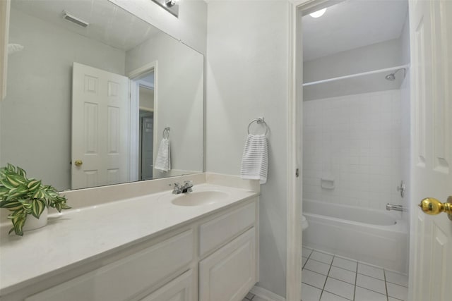 12911 Bristol Berry Dr, Cypress, TX 77429 - full bathroom with tile patterned floors, vanity, and shower / washtub combination