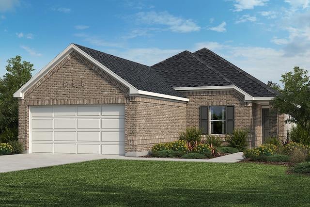 656 Imperial Loop, Alvin, TX 77511 - view of front of property with brick siding, a garage, concrete driveway, and a front lawn