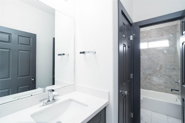 4417 Aledo St, Houston, TX 77051 - full bathroom featuring vanity,  shower combination, and marble look tile flooring