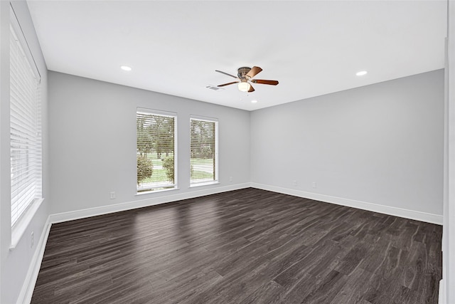 639 Ames St, Spring, TX 77373 - spare room with a ceiling fan, dark wood-style flooring, and recessed lighting