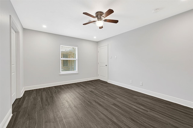 639 Ames St, Spring, TX 77373 - spare room featuring a ceiling fan, dark wood finished floors, a smoke detector, and recessed lighting