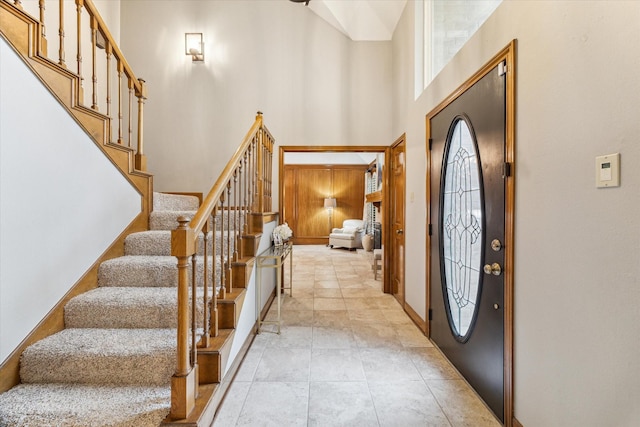 6019 Oak Creek Ln, Spring, TX 77379 - foyer entrance featuring a towering ceiling and stairs