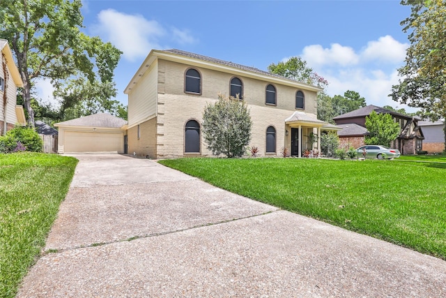 19702 Sweet Forest Ln, Humble, TX 77346 - view of front facade with brick siding, a front lawn, and a garage