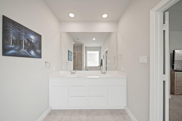 2849 Terrace Grove Dr, Conroe, TX 77304 - bathroom with double vanity and a shower