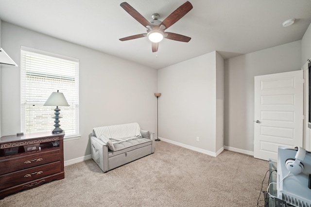 2849 Terrace Grove Dr, Conroe, TX 77304 - sitting room featuring ceiling fan and light colored carpet