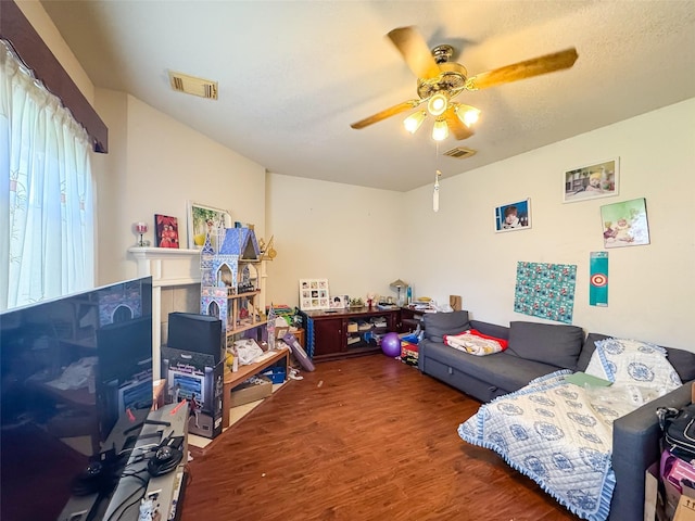 21307 Walden Grove Ln, Katy, TX 77450 - living room featuring ceiling fan and wood finished floors