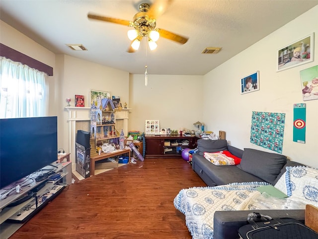 21307 Walden Grove Ln, Katy, TX 77450 - living room featuring a ceiling fan and wood finished floors