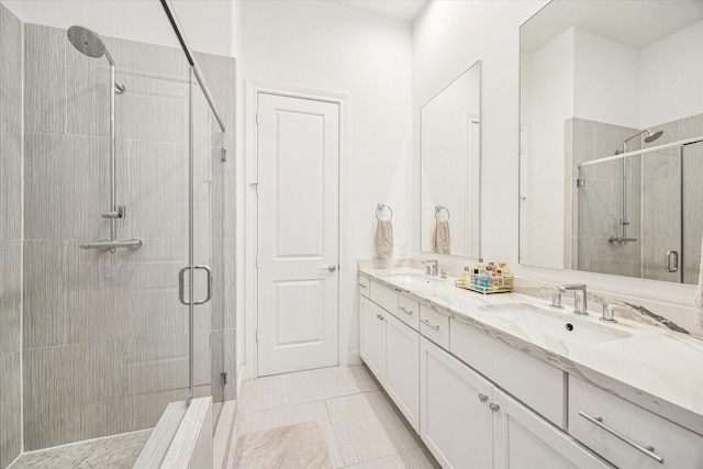 8764 Park Kolbe Ln, Houston, TX 77080 - full bath with a stall shower and double vanity