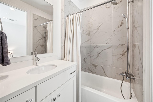 8764 Park Kolbe Ln, Houston, TX 77080 - full bath with vanity and shower / tub combo with curtain