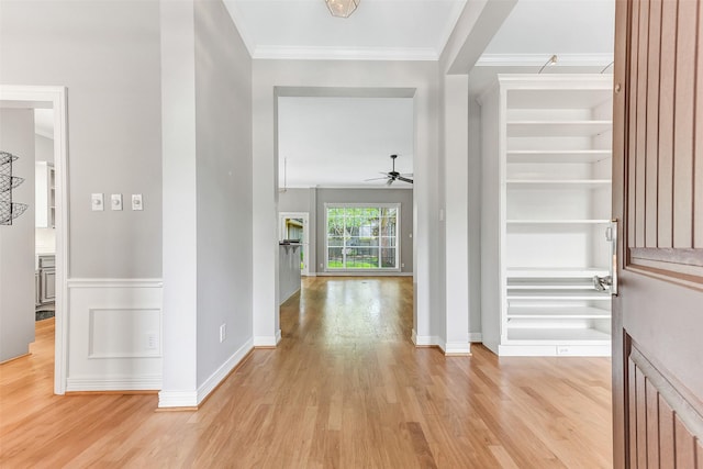 3519 E Pine Brook Way, Houston, TX 77059 - hall featuring light wood-type flooring and ornamental molding