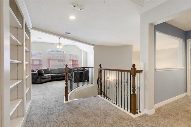 5822 Bailey Springs Ct, Katy, TX 77450 - corridor featuring carpet floors, an upstairs landing, and recessed lighting