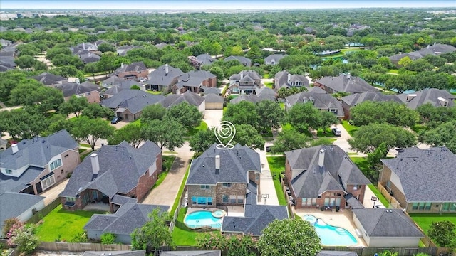 5822 Bailey Springs Ct, Katy, TX 77450 - aerial perspective of suburban area featuring a pool area