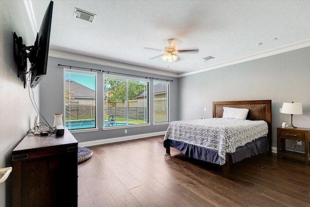 5822 Bailey Springs Ct, Katy, TX 77450 - bedroom featuring wood finished floors, ornamental molding, and a ceiling fan