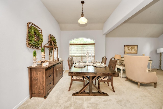 70 N Lace Arbor Dr, The Woodlands, TX 77382 - dining area with light carpet and vaulted ceiling