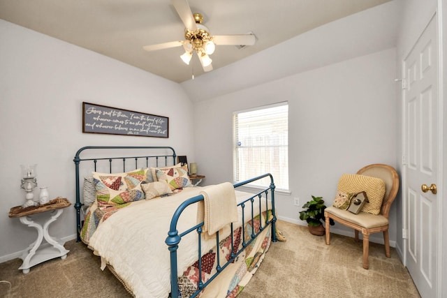70 N Lace Arbor Dr, The Woodlands, TX 77382 - carpeted bedroom with lofted ceiling and ceiling fan