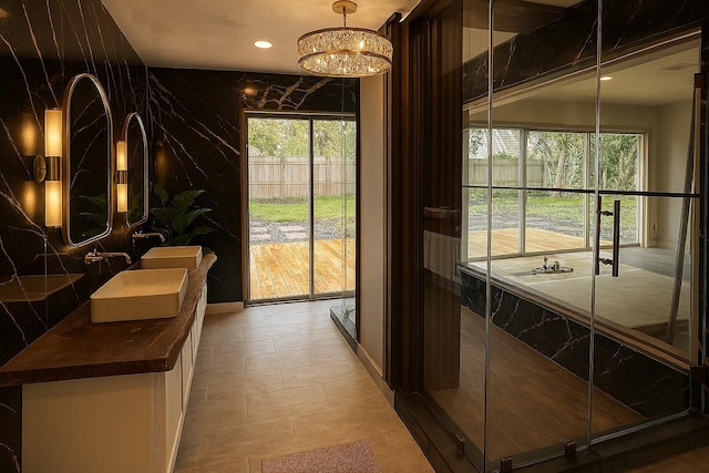 7810 Nairn St, Houston, TX 77074 - doorway to outside featuring recessed lighting and a chandelier