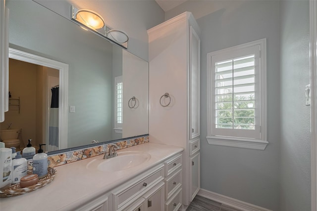 4006 Lanark Ln, Houston, TX 77025 - bathroom with vanity and baseboards