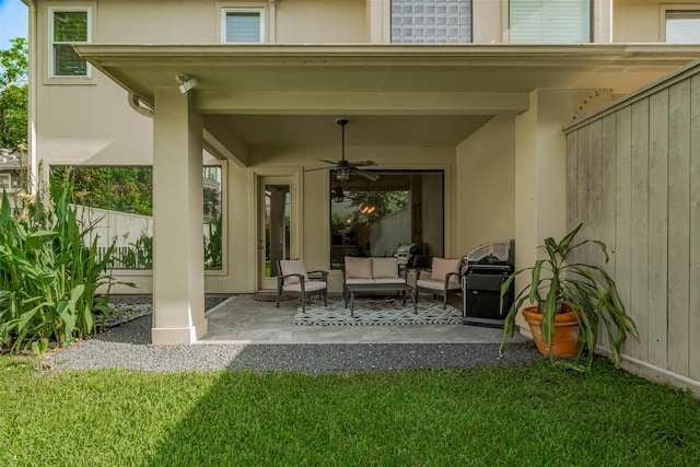 4006 Lanark Ln, Houston, TX 77025 - view of patio with an outdoor hangout area and ceiling fan