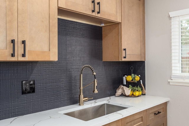 2807 Canary Ln, Humble, TX 77396 - kitchen with backsplash and light stone countertops