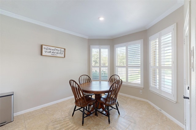 17315 Cumberland Park Ln, Humble, TX 77346 - dining space featuring crown molding, recessed lighting, and light tile patterned floors