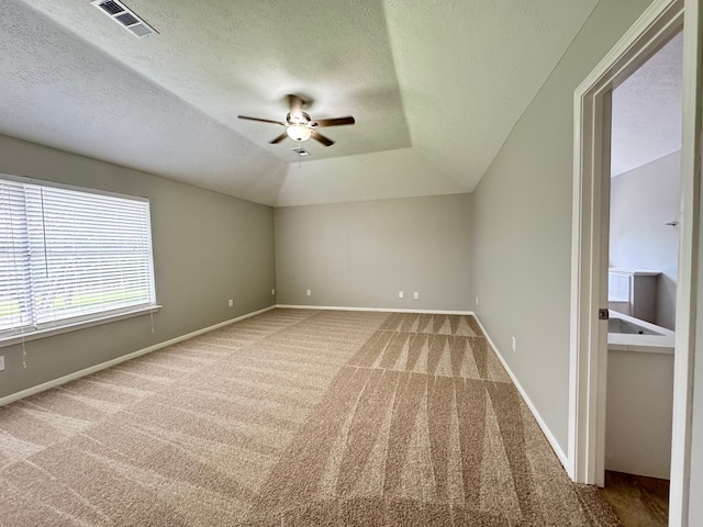 4607 Blue Rose Cir, Missouri City, TX 77459 - unfurnished room featuring carpet, ceiling fan, a textured ceiling, and lofted ceiling
