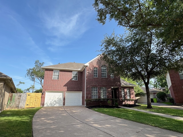 4607 Blue Rose Cir, Missouri City, TX 77459 - traditional-style home with brick siding, driveway, an attached garage, a gate, and roof with shingles