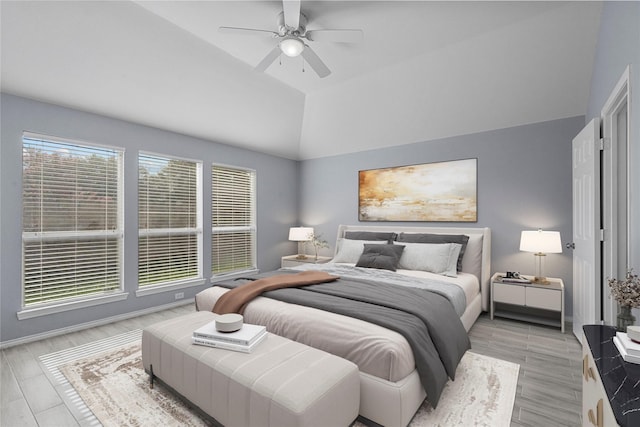 11047 Pierce Valley Dr, Richmond, TX 77406 - bedroom featuring lofted ceiling, ceiling fan, and light wood-style flooring