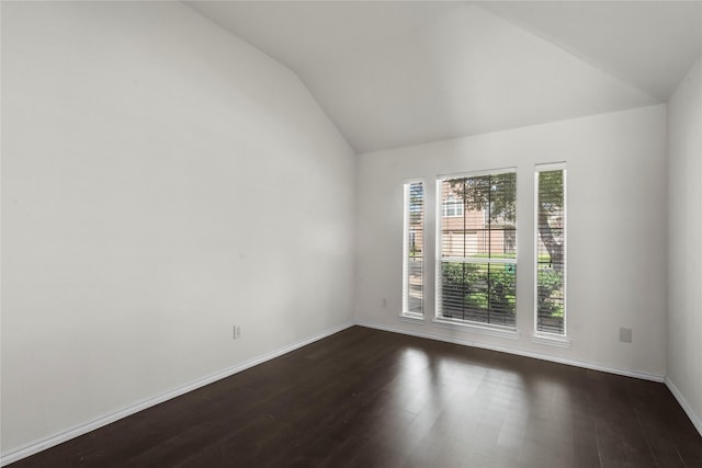 11047 Pierce Valley Dr, Richmond, TX 77406 - unfurnished room featuring vaulted ceiling and dark wood-type flooring