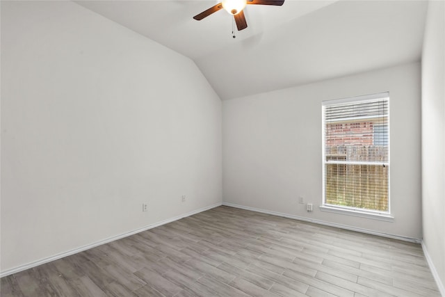11047 Pierce Valley Dr, Richmond, TX 77406 - unfurnished room with ceiling fan, vaulted ceiling, and light wood-style flooring