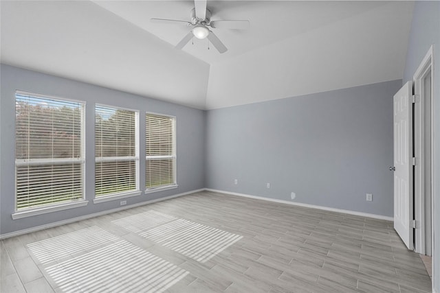 11047 Pierce Valley Dr, Richmond, TX 77406 - unfurnished bedroom with vaulted ceiling, ceiling fan, and light wood-type flooring
