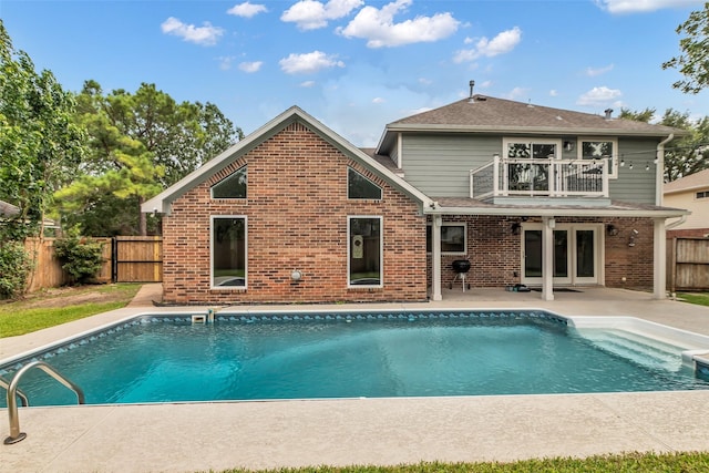 2504 Leroy St, Pearland, TX 77581 - view of pool with a fenced backyard, a patio area, and french doors
